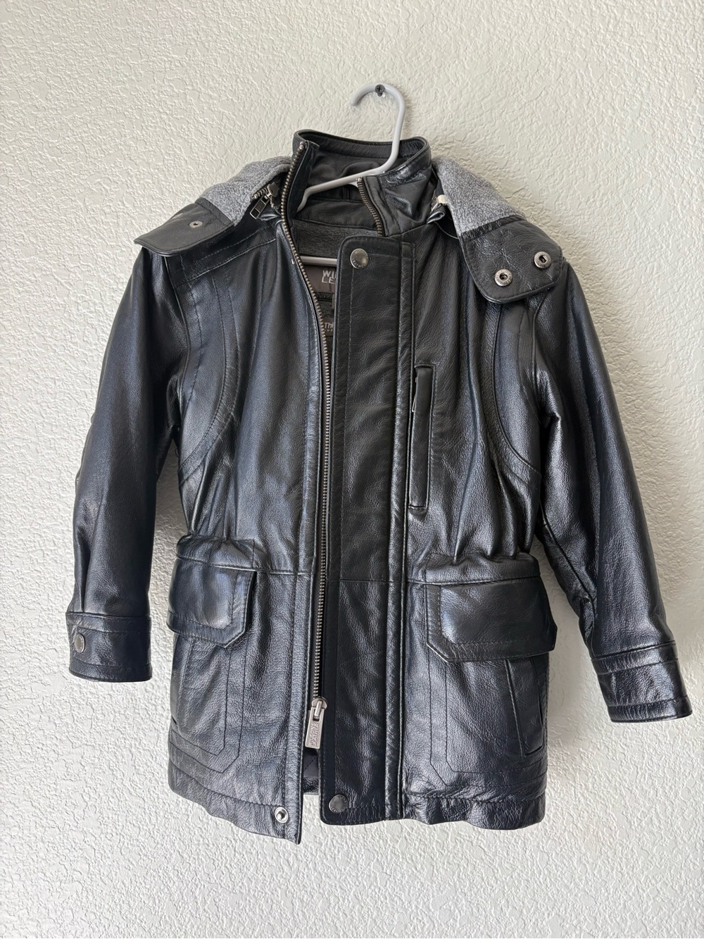 Wilsons Leather kids jackets with detachable hood